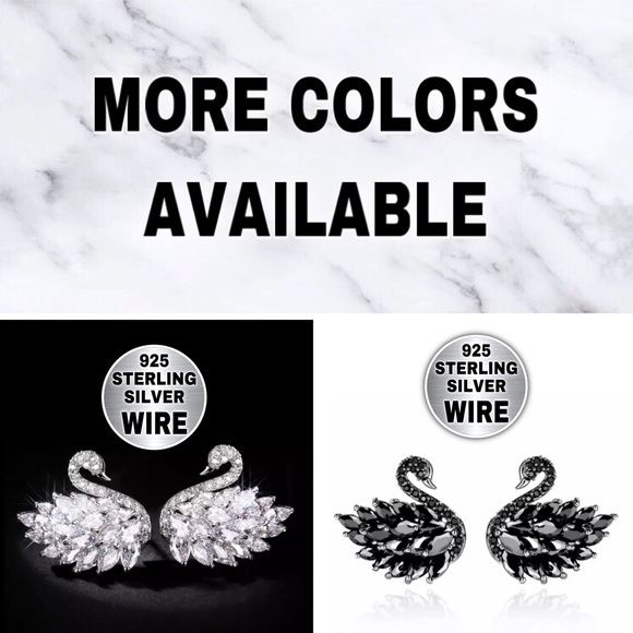 ⚜️[𝟯/$𝟯𝟴]⚜️Black Crystal 925 Post Earrings NEW - Picture 6 of 7